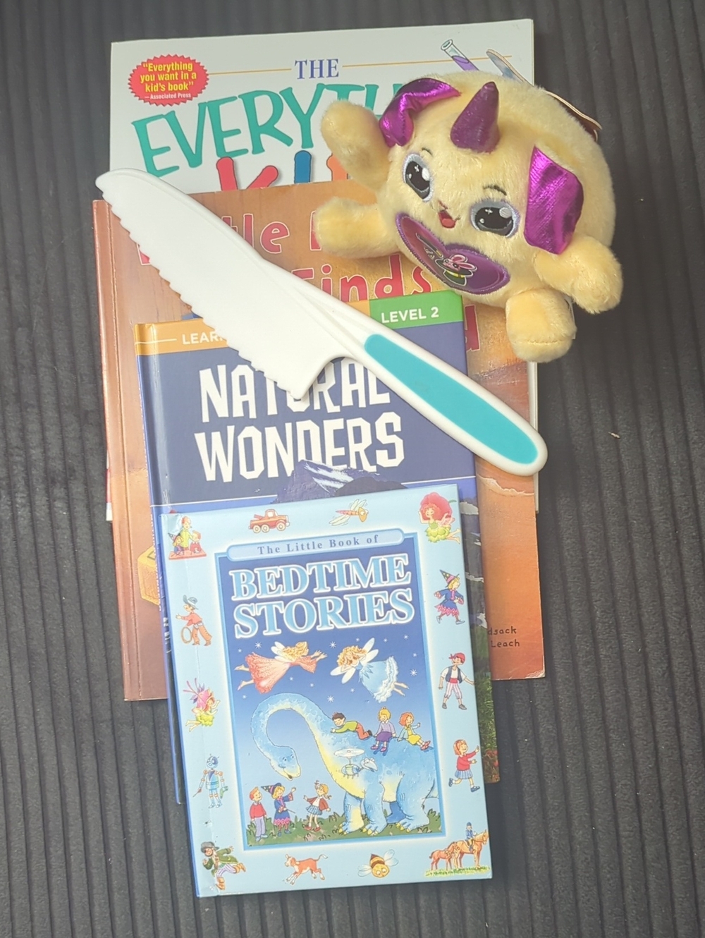 Bundle - 4 Books, Plush  Unicorn Toy with Purple Accents  And 1 Knif- Kids Toys